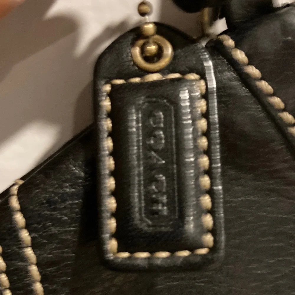 Coach Black Wristlet with Gold Stitching - Picture 2 of 5